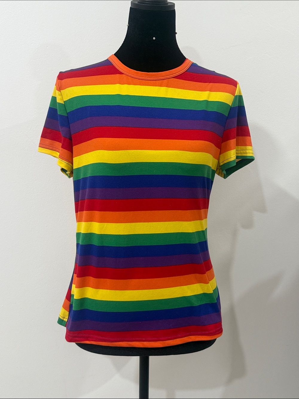 Rainbow Stripe Short Sleeve Tee - Multicolor